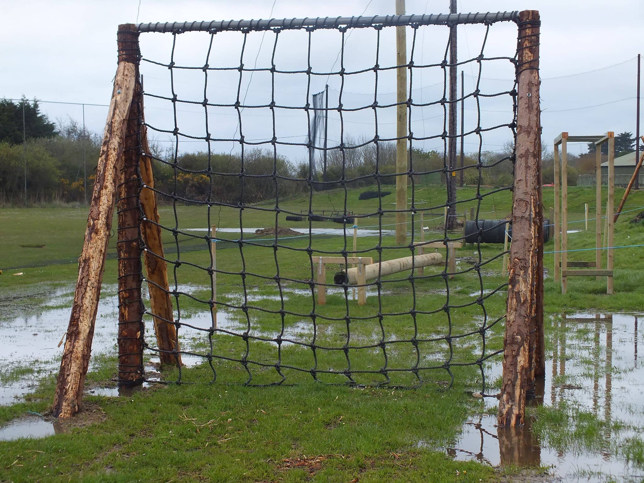 Scramble Net on post in field